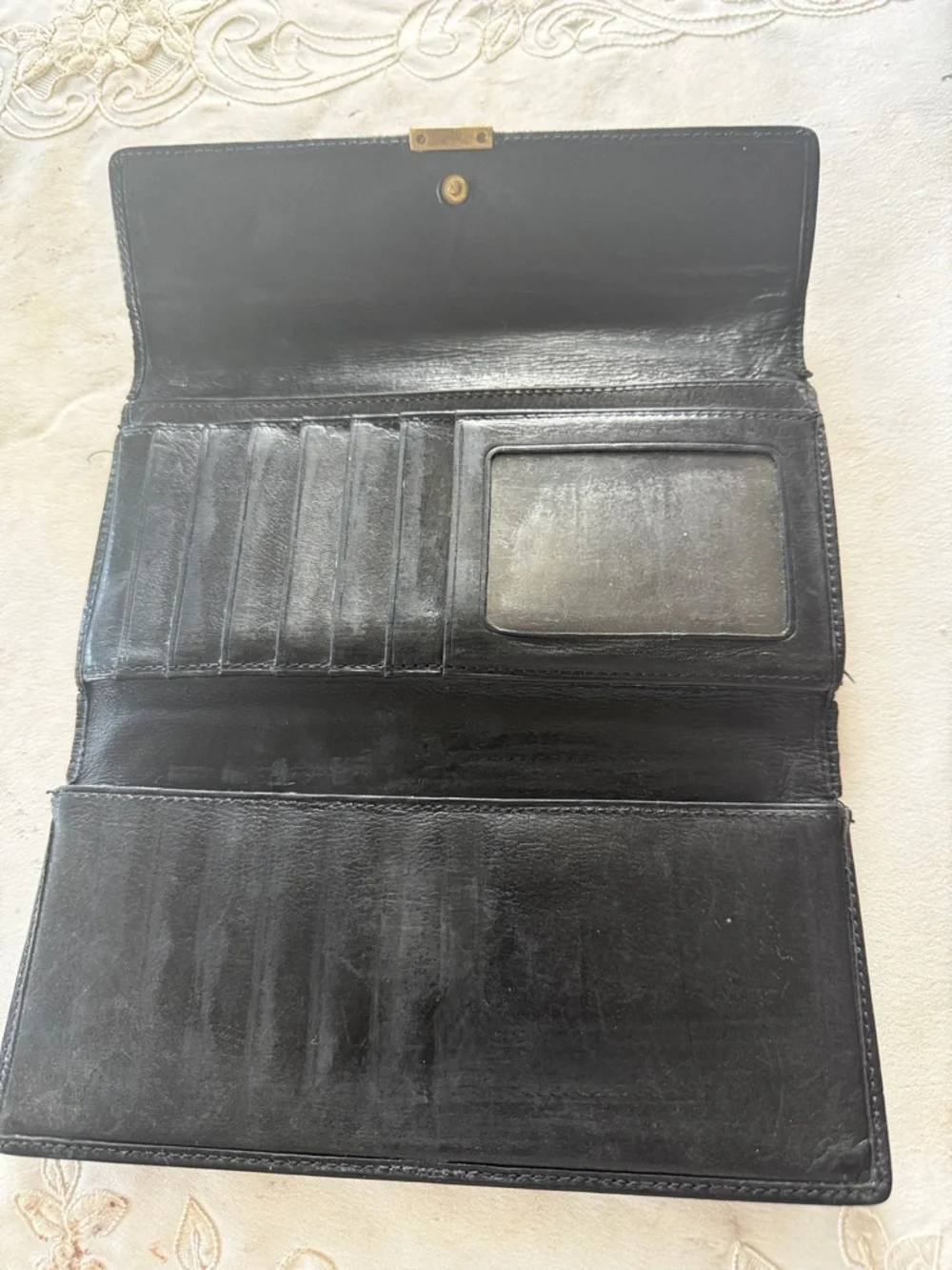COACH ladies, vintage black, leather wallet, and preowned good condition